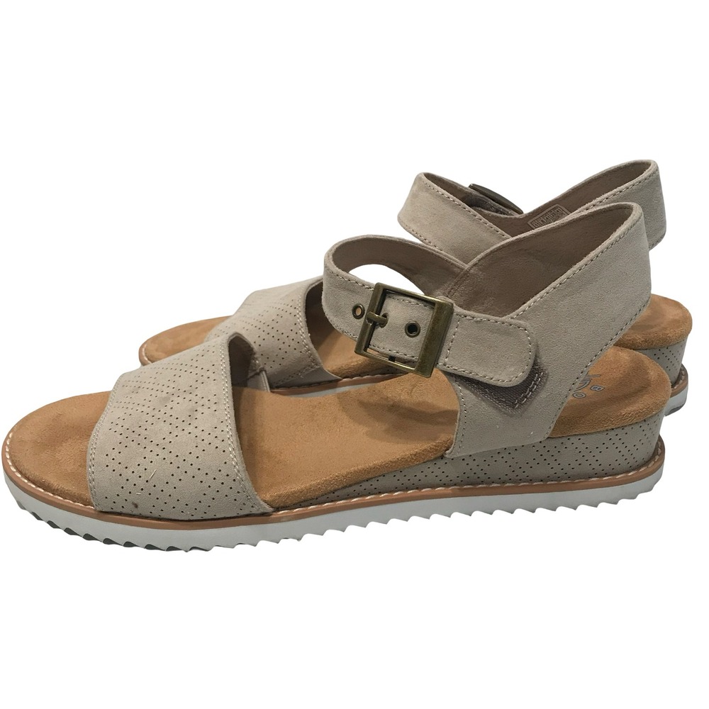 BOBS from Skechers Desert Kiss Taupe Wedge Sandals 114147 Womens 11‎